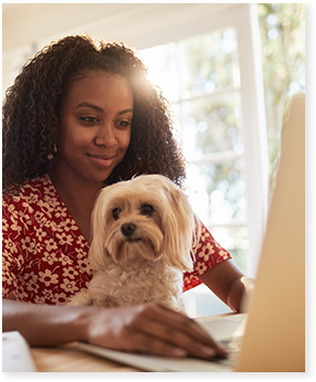 woman in front of computer